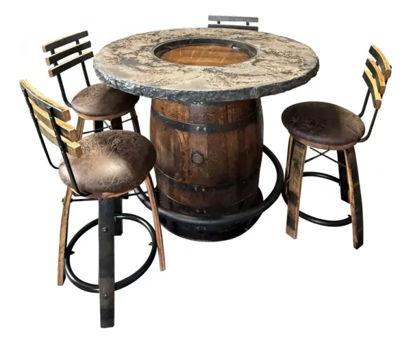 Rustic Whiskey Barrel Round Table