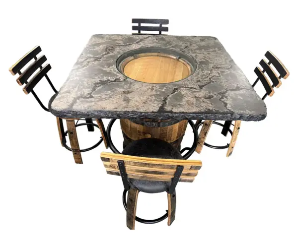 Rustic Whiskey Barrel Square Table